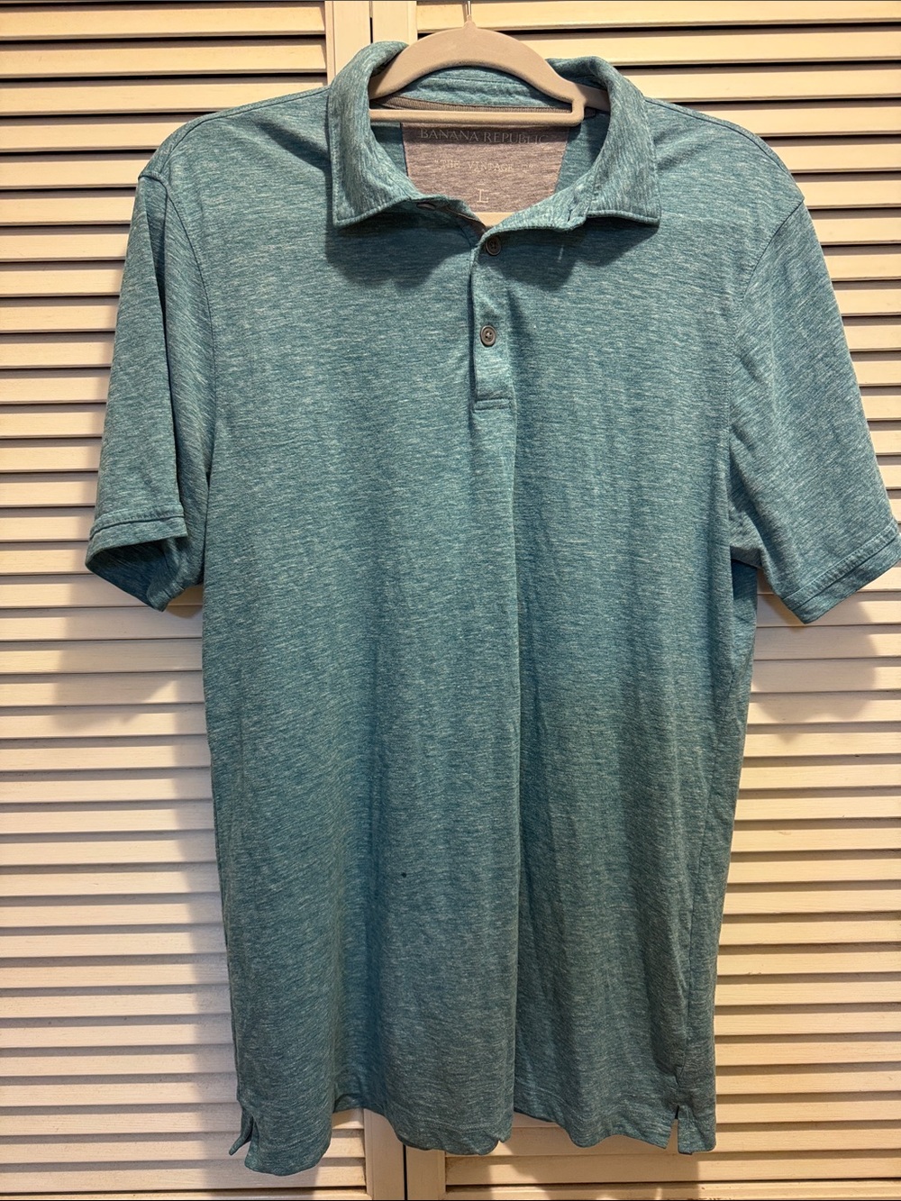 Banana Republic Men's Heather Aqua Polo Shirt ~ Large